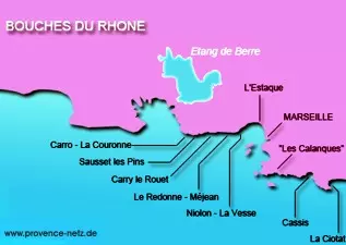 Strandkarte Bouches du Rhone